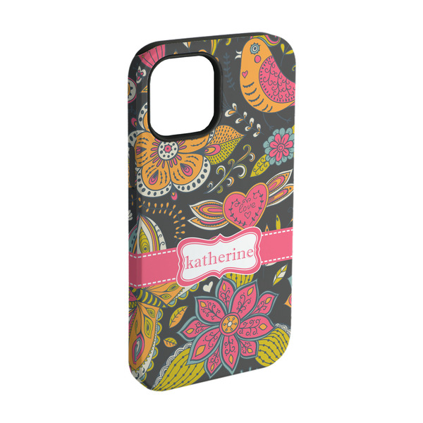 Custom Birds & Butterflies iPhone Case - Rubber Lined - iPhone 15 Pro (Personalized)