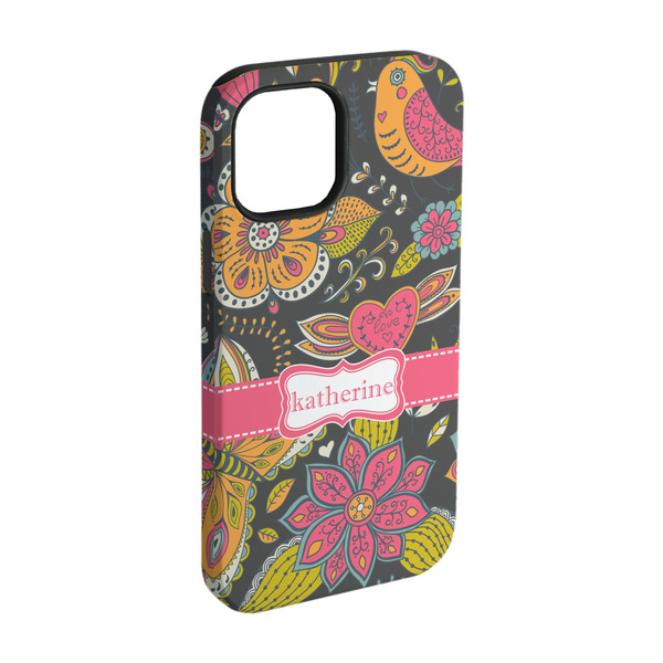 Custom Birds & Butterflies iPhone Case - Rubber Lined - iPhone 15 (Personalized)