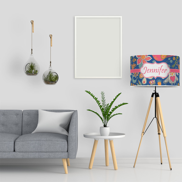 Owl & Hedgehog 12" Drum Lampshade - LIFESTYLE