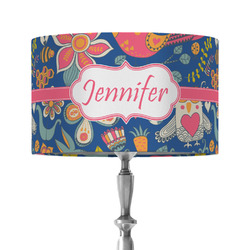 Owl & Hedgehog 12" Drum Lamp Shade - Fabric (Personalized)