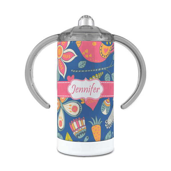 Custom Owl & Hedgehog 12 oz Stainless Steel Sippy Cup (Personalized)