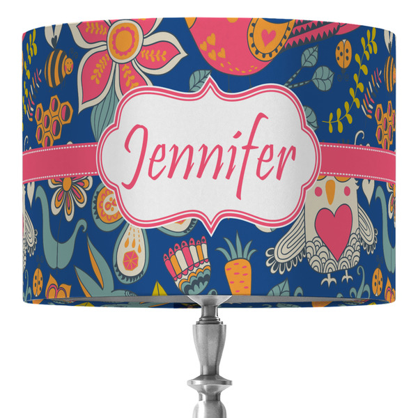 Custom Owl & Hedgehog 16" Drum Lamp Shade - Fabric (Personalized)