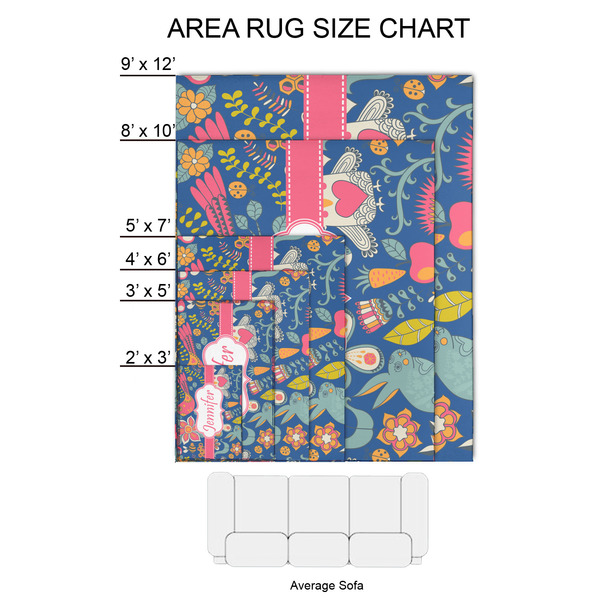 Owl & Hedgehog 2'x3' Indoor Area Rugs - Size Chart