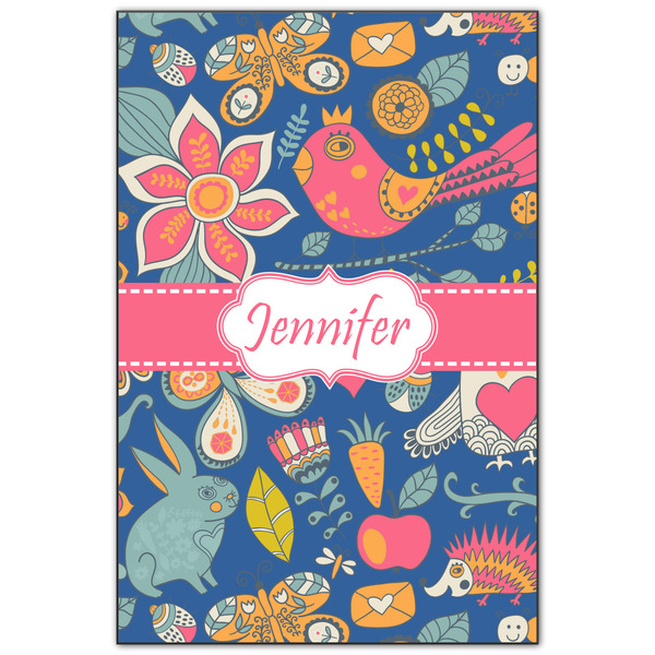 Custom Owl & Hedgehog Wood Print - 20x30 (Personalized)