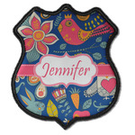 Owl & Hedgehog Iron On Shield Patch C w/ Name or Text