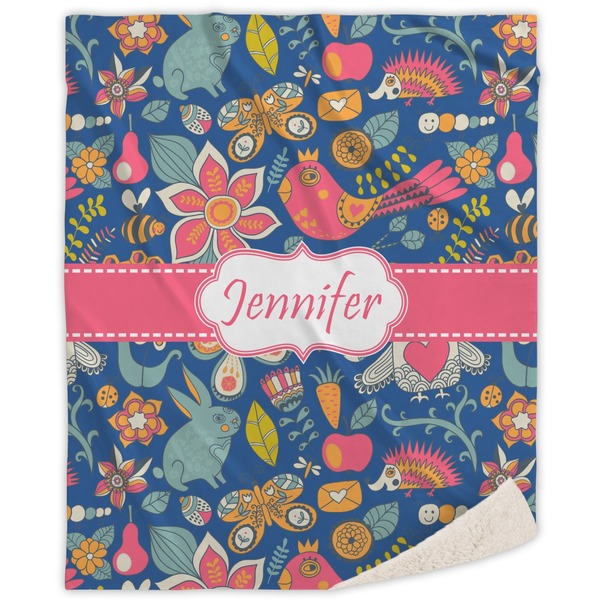 Custom Owl & Hedgehog Sherpa Throw Blanket - 60"x80" (Personalized)