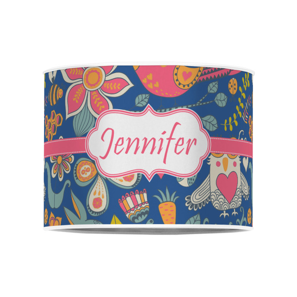 Owl & Hedgehog 8" Drum Lampshade - FRONT (Poly Film)