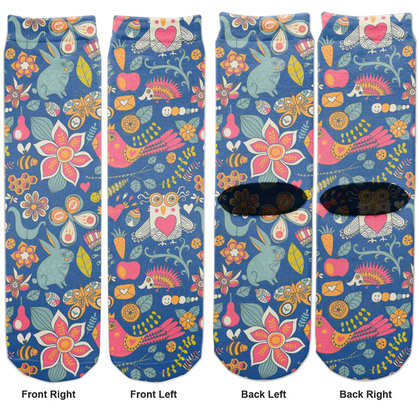 Owl & Hedgehog Adult Crew Socks - Double Pair - Front and Back - Apvl