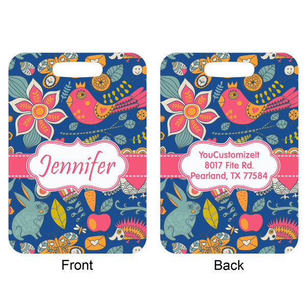 Owl & Hedgehog Aluminum Luggage Tag (Front + Back)