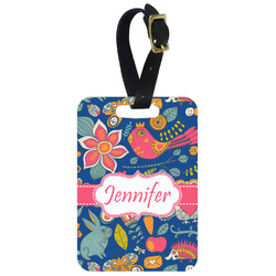 Owl & Hedgehog Metal Luggage Tag w/ Name or Text