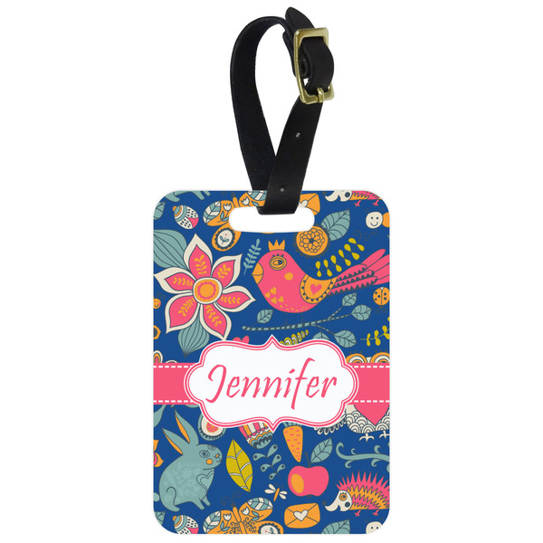 Custom Owl & Hedgehog Metal Luggage Tag w/ Name or Text