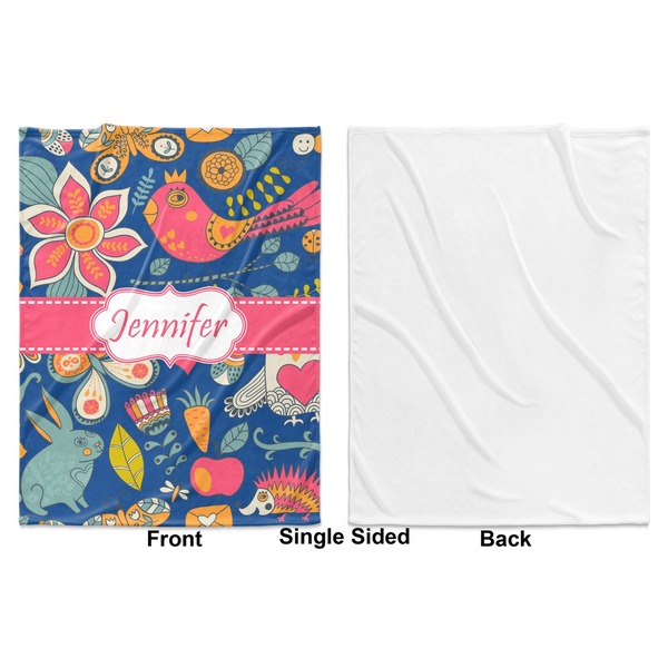 Owl & Hedgehog Baby Blanket (Single Side - Printed Front, White Back)