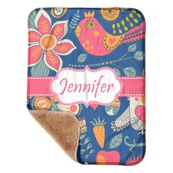 Owl & Hedgehog Sherpa Baby Blanket - 30" x 40" w/ Name or Text