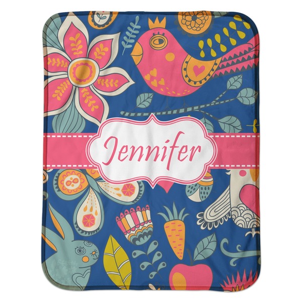 Owl & Hedgehog Baby Sherpa Blanket - Flat