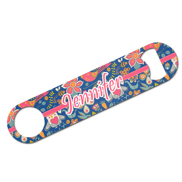 Custom Owl & Hedgehog Bar Bottle Opener - White w/ Name or Text