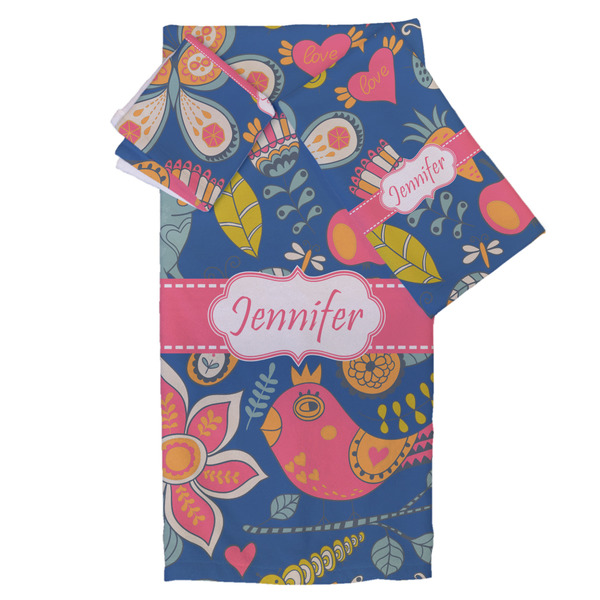 Custom Owl & Hedgehog Bath Towel Set - 3 Pcs (Personalized)