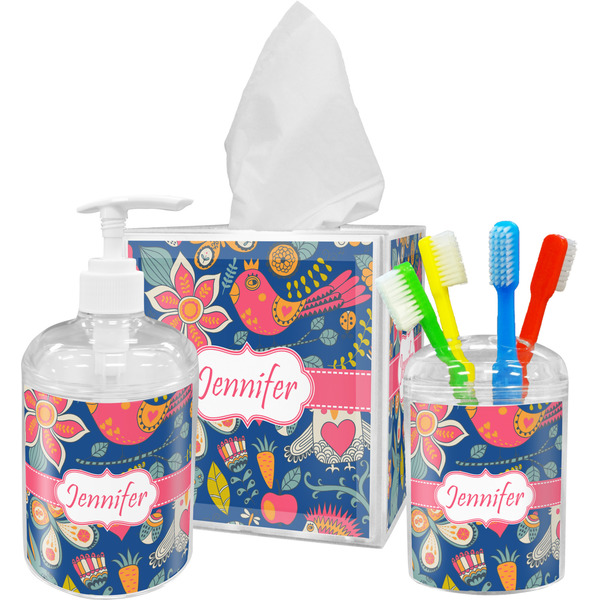 Custom Owl & Hedgehog Acrylic Bathroom Accessories Set w/ Name or Text