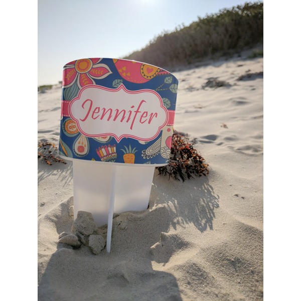 Owl & Hedgehog Beach Spiker white on beach with sand