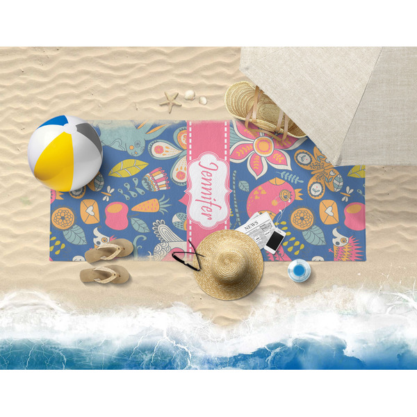 Owl & Hedgehog Beach Towel Lifestyle