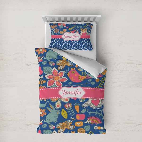 Custom Owl & Hedgehog Duvet Cover Set - Twin XL (Personalized)