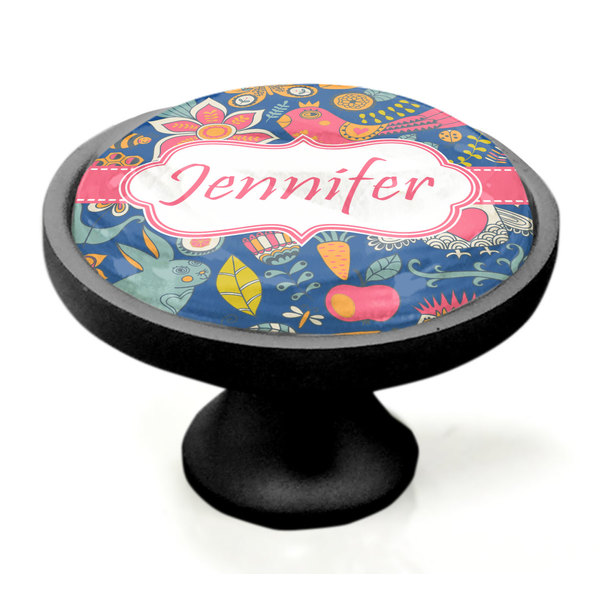 Owl & Hedgehog Black Custom Cabinet Knob (Side)