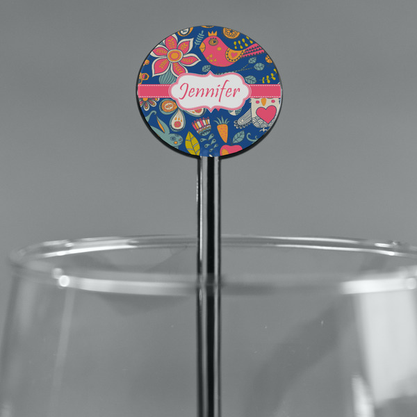 Owl & Hedgehog Black Plastic 5.5" Stir Stick - Round - Main