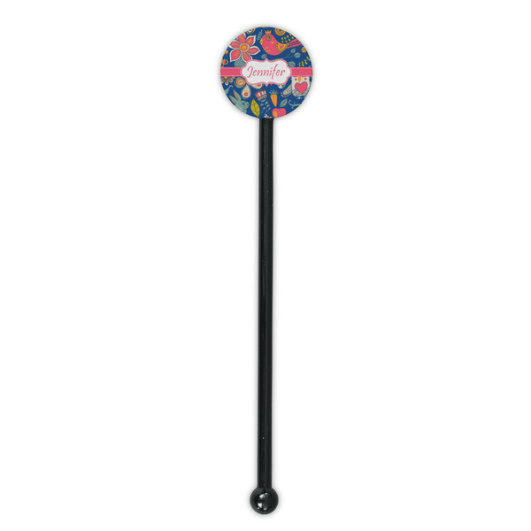 Owl & Hedgehog Black Plastic 5.5" Stir Stick - Round - Single Stick