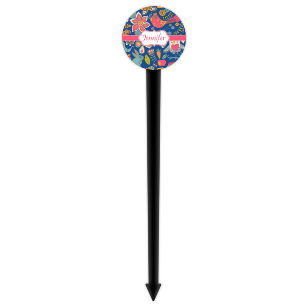 Owl & Hedgehog Black Plastic 6" Food Pick - Round - Single Pick