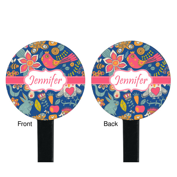 Owl & Hedgehog Black Plastic 7" Stir Stick - Double Sided - Round - Front & Back