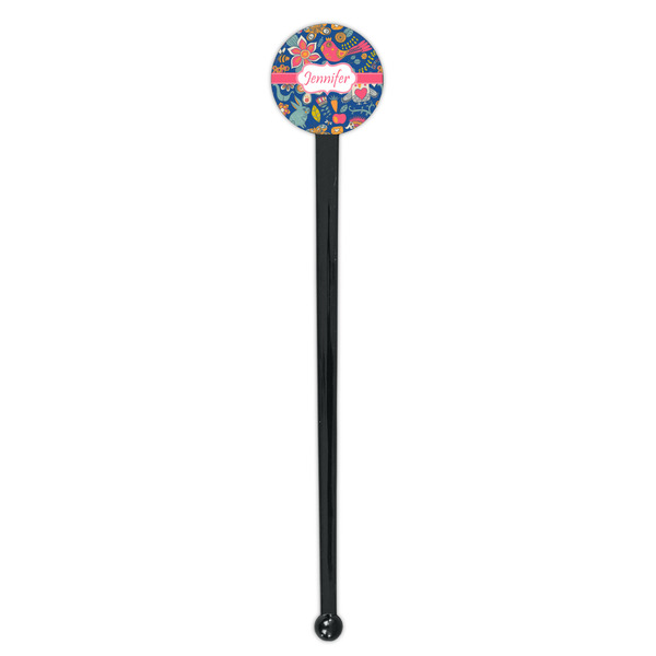 Owl & Hedgehog Black Plastic 7" Stir Stick - Round - Single Stick