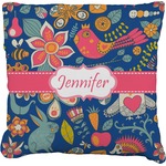 Owl & Hedgehog Faux-Linen Throw Pillow 16" (Personalized)