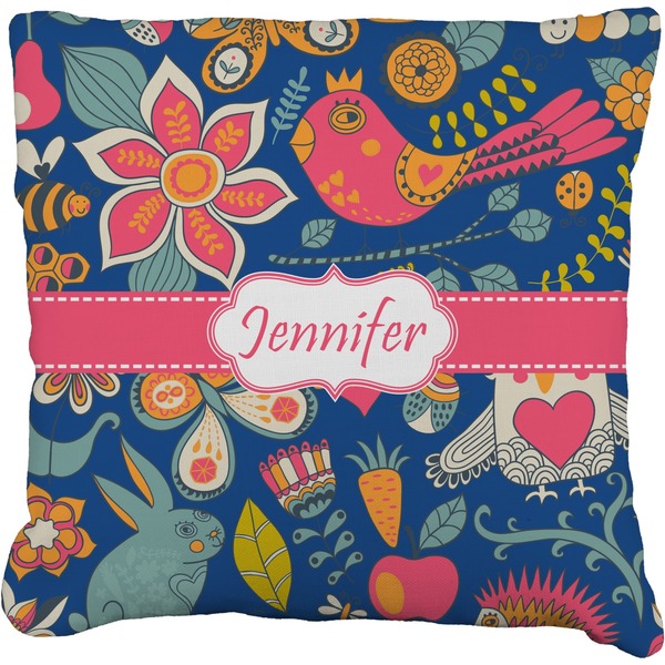 Custom Owl & Hedgehog Faux-Linen Throw Pillow 20" (Personalized)