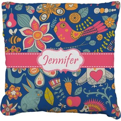 Owl & Hedgehog Faux-Linen Throw Pillow 26" (Personalized)