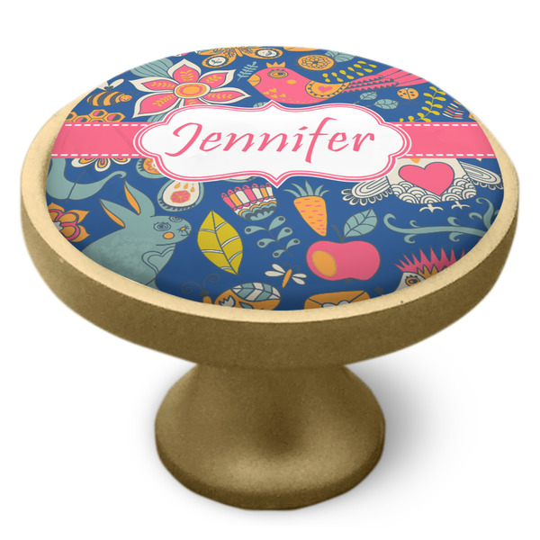 Owl & Hedgehog Cabinet Knob - Gold - Side