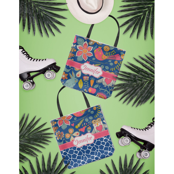 Owl & Hedgehog Canvas Tote Lifestyle Front and Back- 13x13