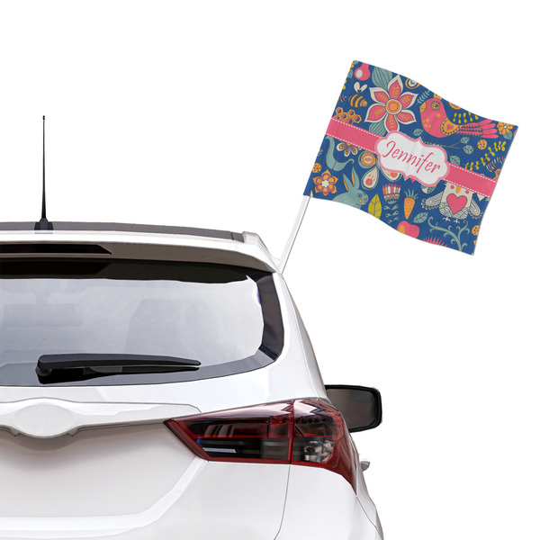 Owl & Hedgehog Car Flag - Large - LIFESTYLE