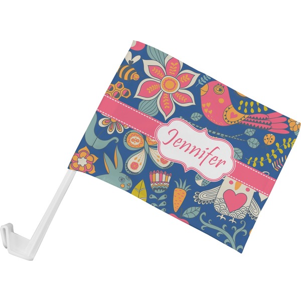 Custom Owl & Hedgehog Car Flag - Small w/ Name or Text