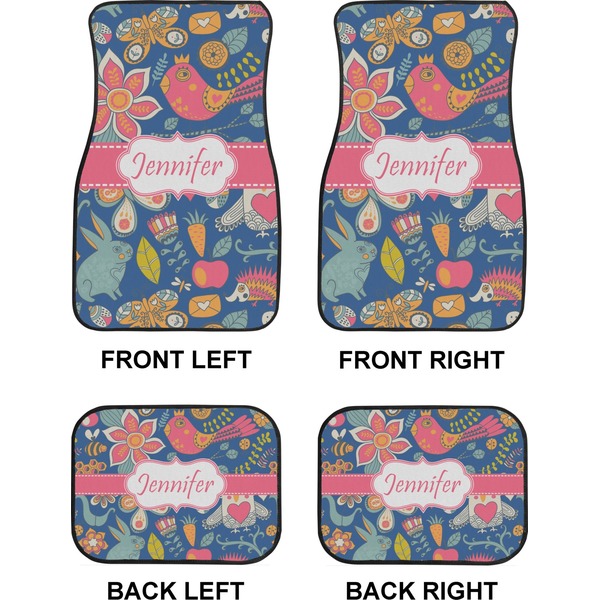 Owl & Hedgehog Car Floor Mats Set (2F + 2B)