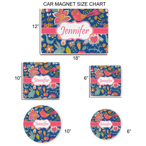 Owl & Hedgehog Car Magnets - SIZE CHART