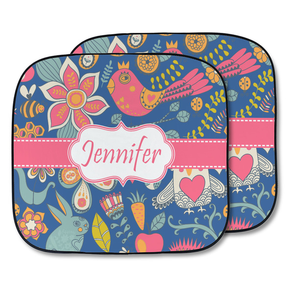 Custom Owl & Hedgehog Car Sun Shade - Two Piece (Personalized)