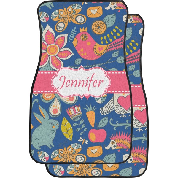 Custom Owl & Hedgehog Car Floor Mats (Front Seat) (Personalized)