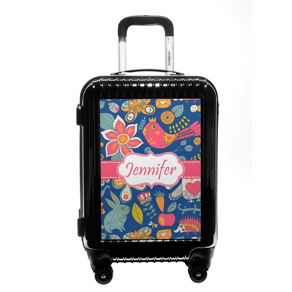 Custom Owl & Hedgehog Carry On Hard Shell Suitcase (Personalized)