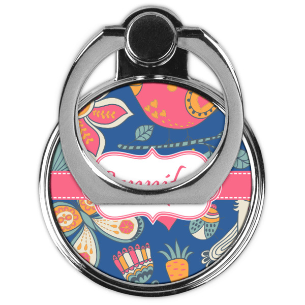 Owl & Hedgehog Cell Phone Ring Stand & Holder - Front (Collapsed)