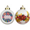 Owl & Hedgehog Ceramic Christmas Ornament - Poinsettias (APPROVAL)
