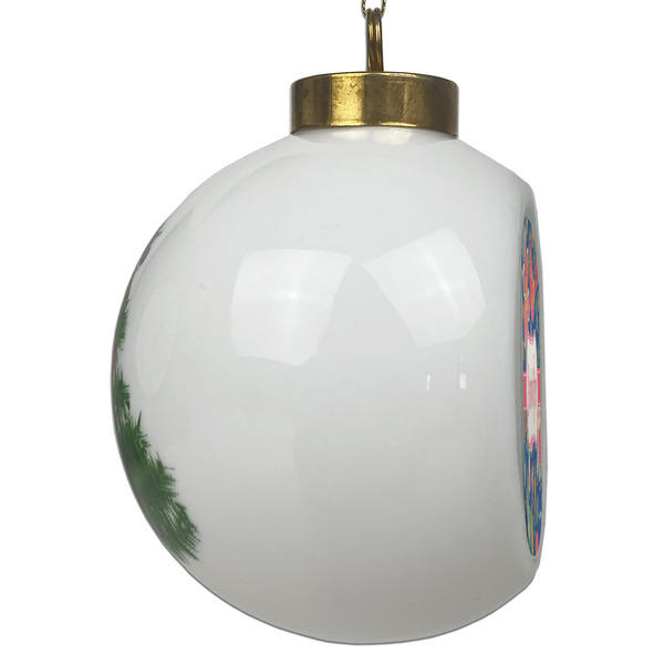 Owl & Hedgehog Ceramic Christmas Ornament - Xmas Tree (Side View)