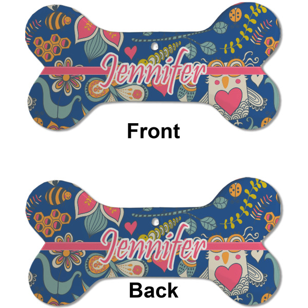 Owl & Hedgehog Ceramic Flat Ornament - Bone Front & Back (APPROVAL)