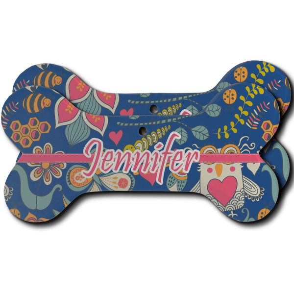 Custom Owl & Hedgehog Ceramic Dog Ornament - Front & Back w/ Name or Text