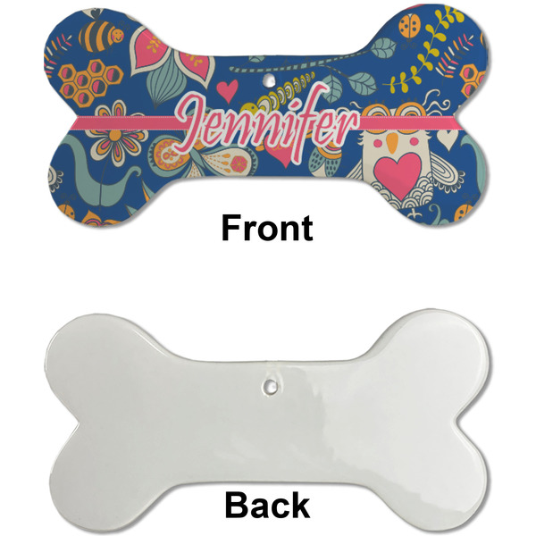 Owl & Hedgehog Ceramic Flat Ornament - Bone Front & Back Single Print (APPROVAL)