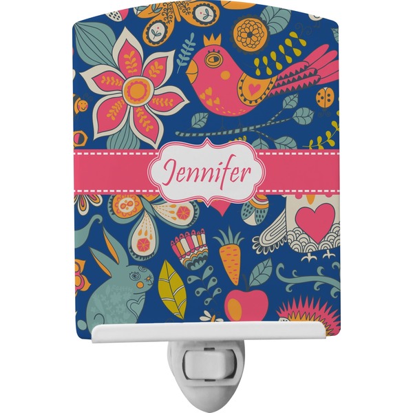 Custom Owl & Hedgehog Ceramic Night Light (Personalized)