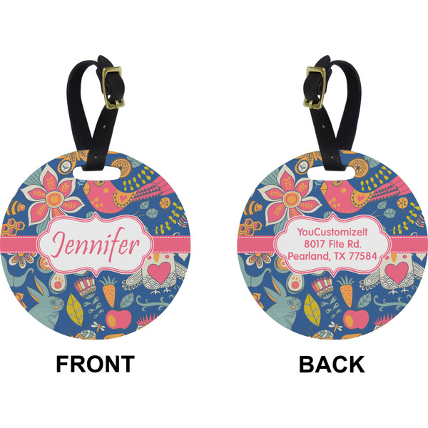 Owl & Hedgehog Circle Luggage Tag (Front + Back)